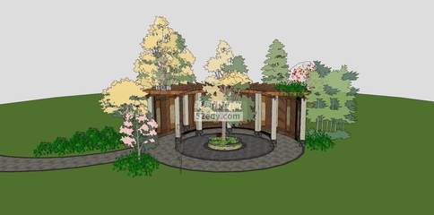 长廊庭院景观SU